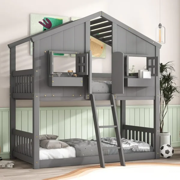 Twin Over Twin Wood Bunk Beds