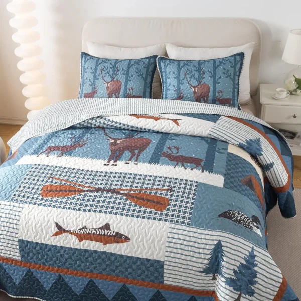 Rustic Cabin Bedding With Wildlife And Outdoor Nature Theme,