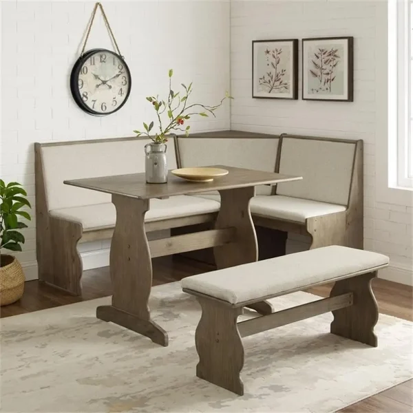 3 Piece  Corner Table Booth With Bench