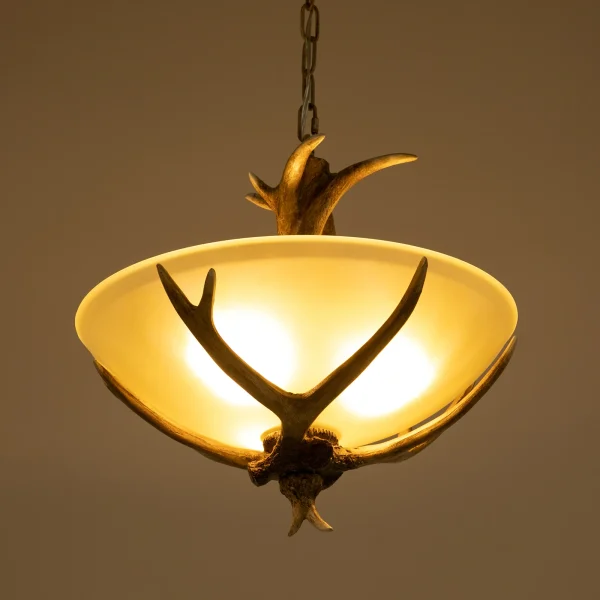 Rustic Resin Deer Antler Pendant Lamp