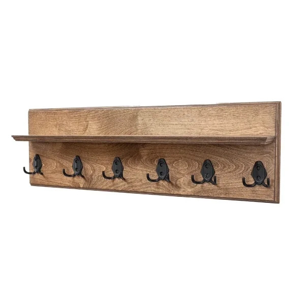 Rustic Wall Mounted 20 Inch Coat Rack with Shelf