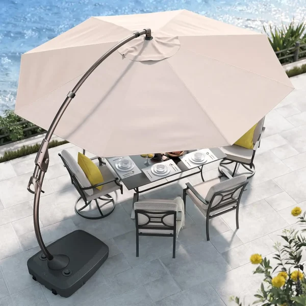 12FT Outdoor Round Cantilever Umbrella  with Base