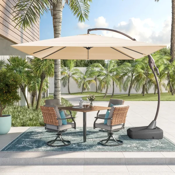 10x10 FT Square Aluminum Cantilever Umbrella Base Included