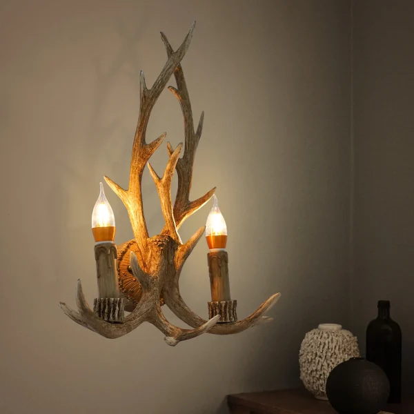 2-Lights Candle Antler Wall LED Pendant Lamp