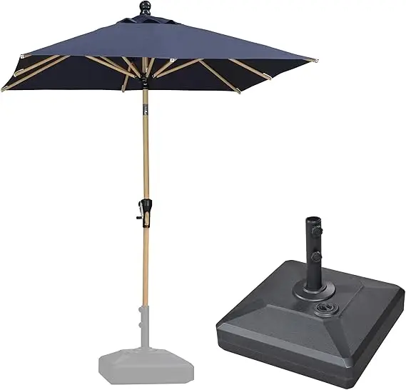 9' x 11.5' Rectangular Patio Umbrella with Base with Crank Lift,