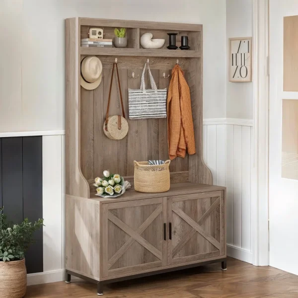 Farmhouse Hall Tree with Storage Bench