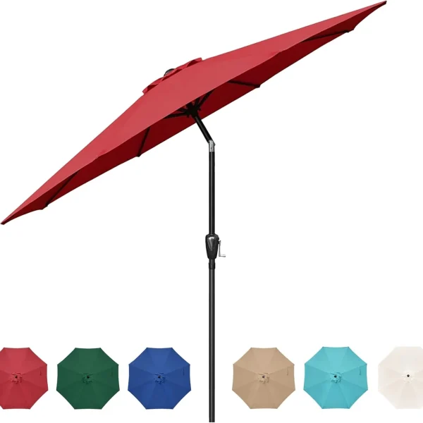 9' Outdoor Patio Umbrella with 8 Sturdy Ribs, Push Button Tilt and Crank