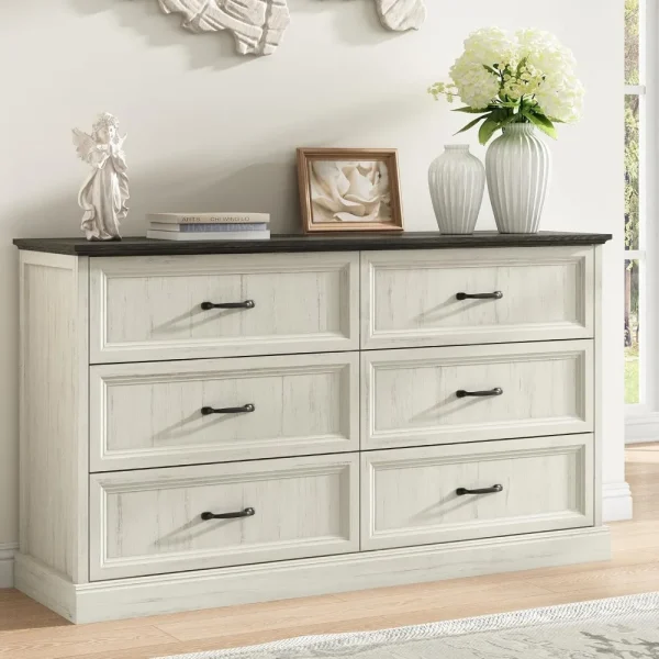 Farmhouse/Rustic Wood 6 Drawer Dresser