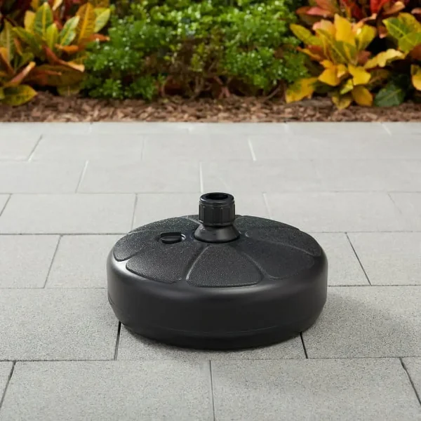 Refillable Resin Umbrella Base Black with 3 Gallon Water Tank, Fills to 25 lbs