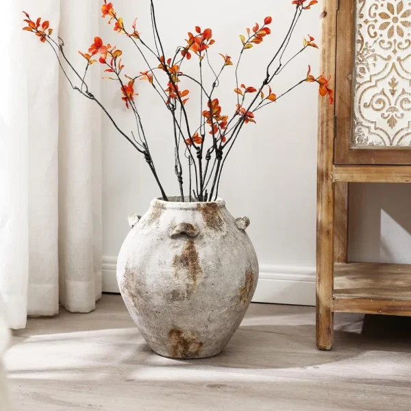 Mottled Brown and White Ceramic Vase