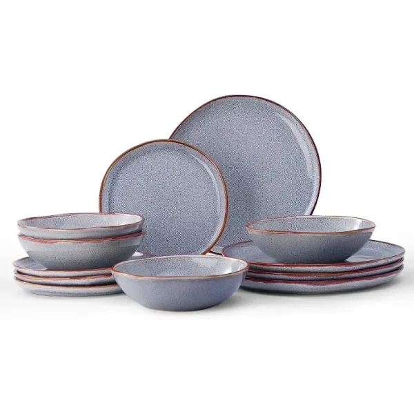 12 Pieces Round Ceramic Dinnerware Sets