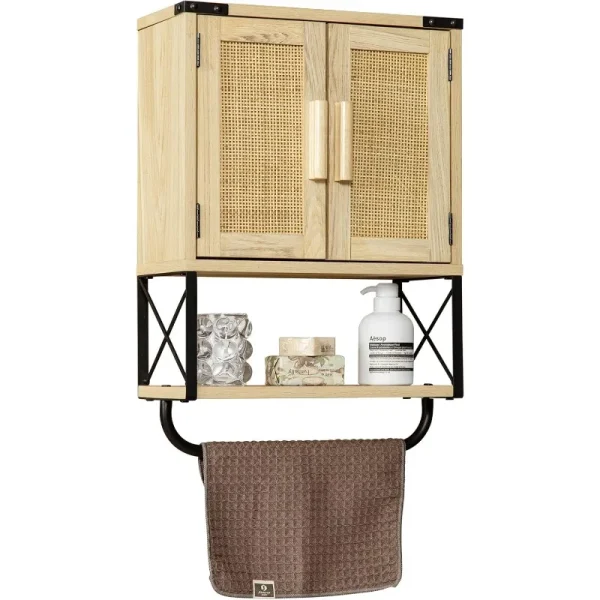 Farmhouse Rustic Medicine Cabinet,(Rattan)