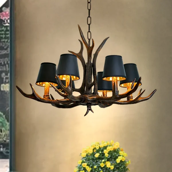 Deer Antlers with Lampshades Indoor Lights
