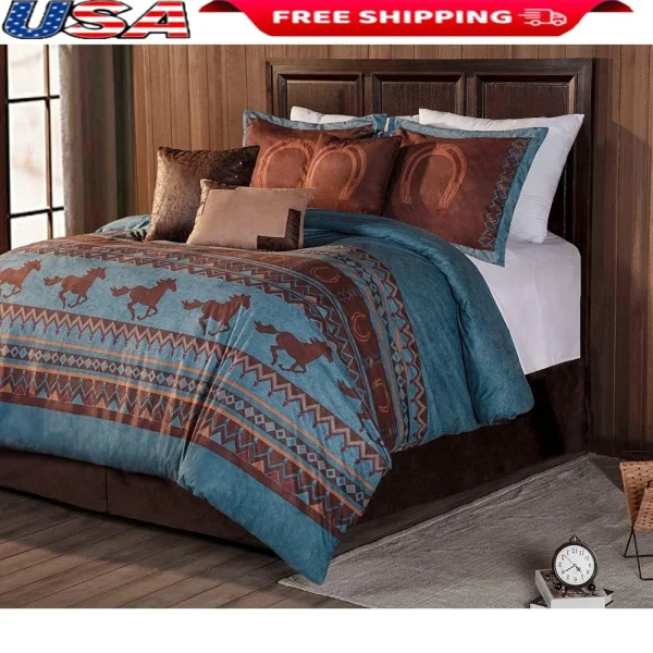 Wild Horses Microsuede  California King Comforter 7 Piece Set