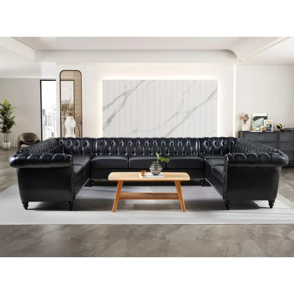 U-Shaped Faux Leather Sectional