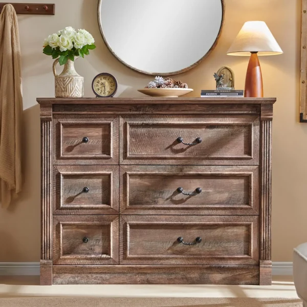 Farmhouse 6 Drawer wooden dresser