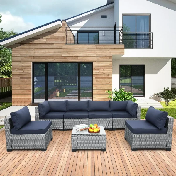 7 Piece Outdoor Wicker Furniture Set