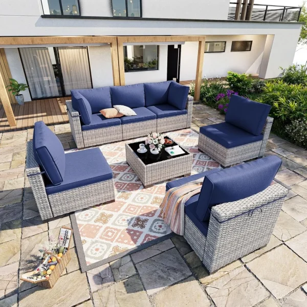 7-Piece Patio Outdoor Sectional with Thick Cushions