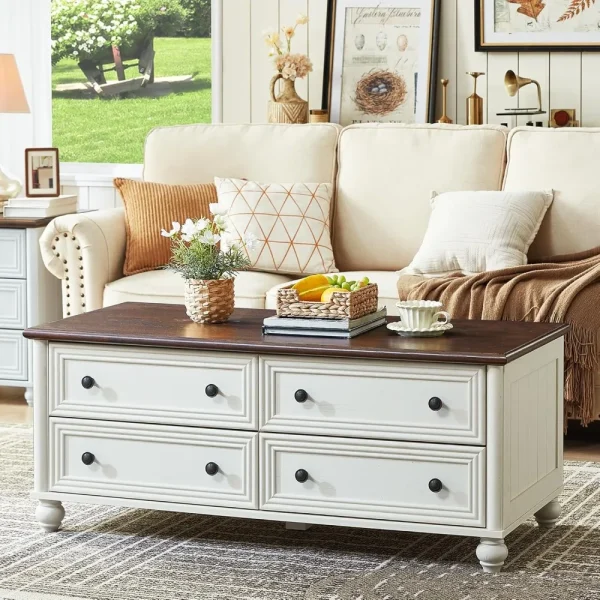 48" Rustic Farmhouse  Wooden Coffee Table with  Storage