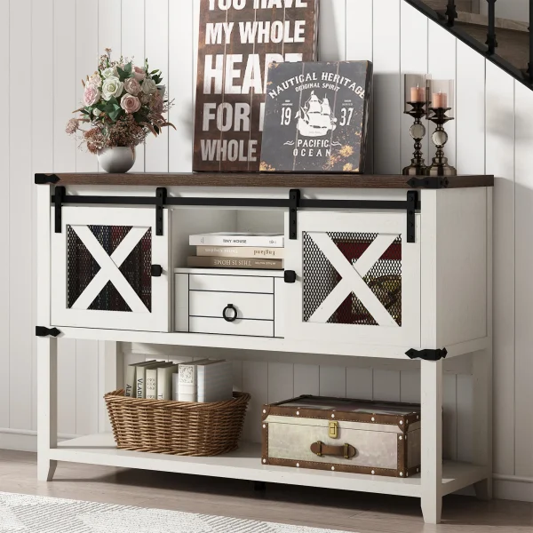 Farmhouse Console Table with Storage