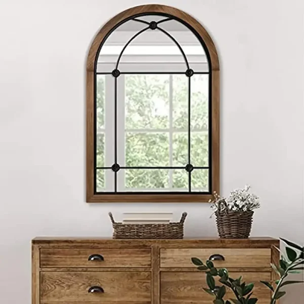 Farmhouse Rustic Arched Wall Mirror