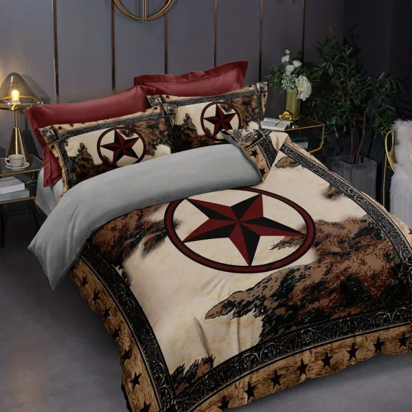 Rustic Western Cowboy 3 Piece Printed Bedding Set