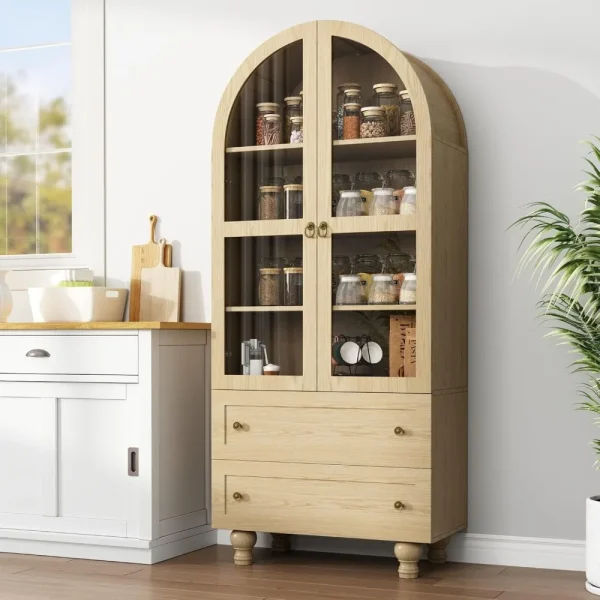 Arched 71 Inch Tall Kitchen Pantry Cabinet