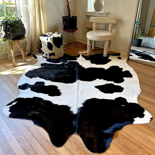 Genuine Cowhide Black And White Rug
