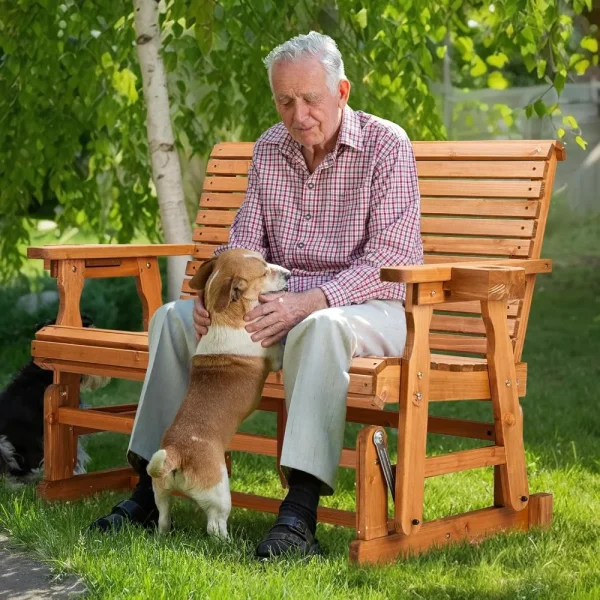 Outdoor Wood Bench Patio Glider