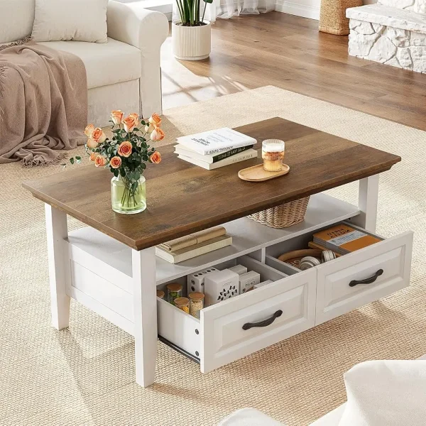 Rustic Farmhouse Coffee Table With Storage