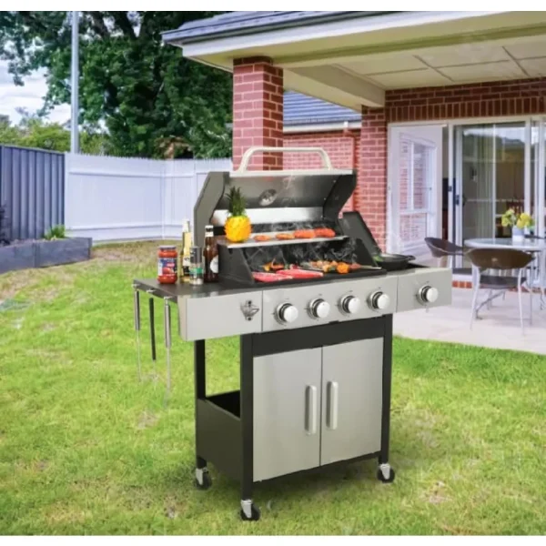 4-Burner Propane Gas BBQ Grill with Side Burner