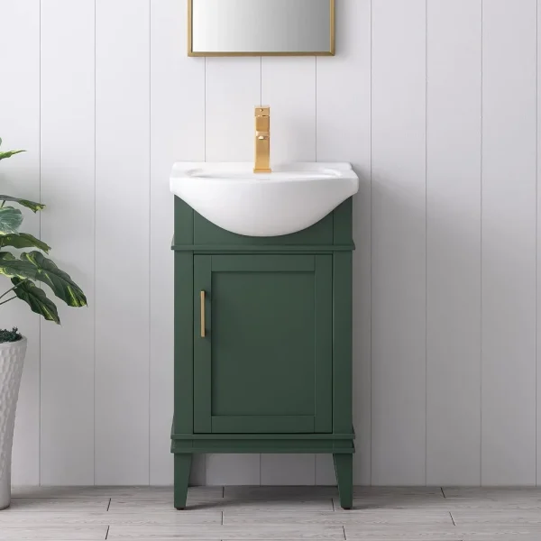 20" Inch Single Sink Bathroom Vanity with Porcelain Top