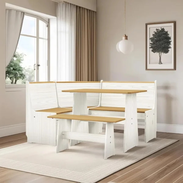Wooden Breakfast Nook Table Set