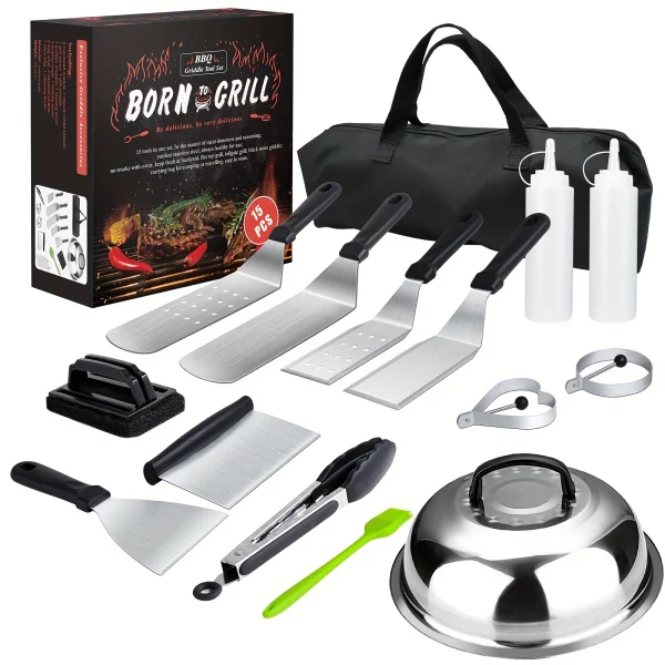 15-Piece Flat Top Grill Tool Set for Blackstone