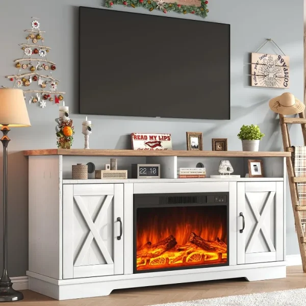 Farmhouse TV Stand with 26" Fireplace