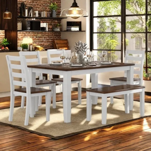 Rustic 6 Piece Dining Room Table Set
