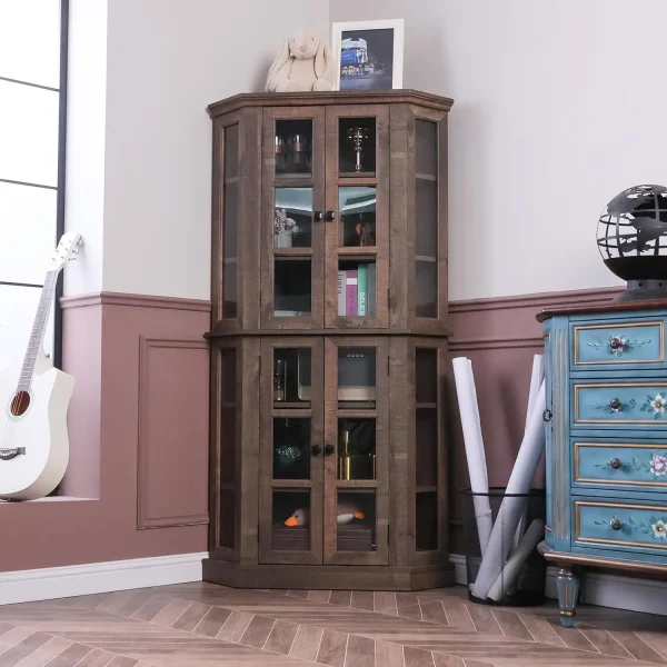 67 Inch Farmhouse Corner Cabinet