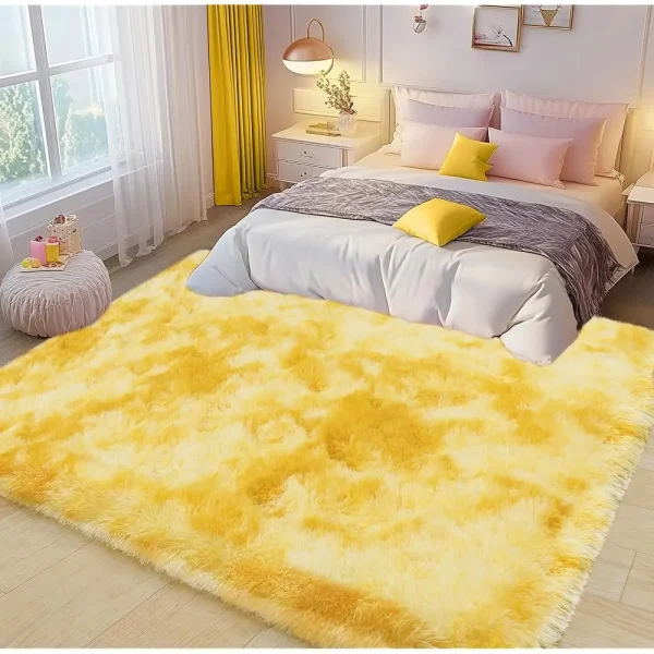 4X6 Tie-Dyed Yellow Shag Area Rug