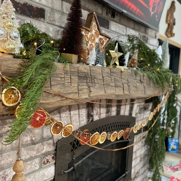 Hand Hewn Wood Barn Beam Fireplace Mantel Shelf