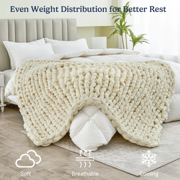 Handmade Chunky Knit Weighted Blanket for Adults