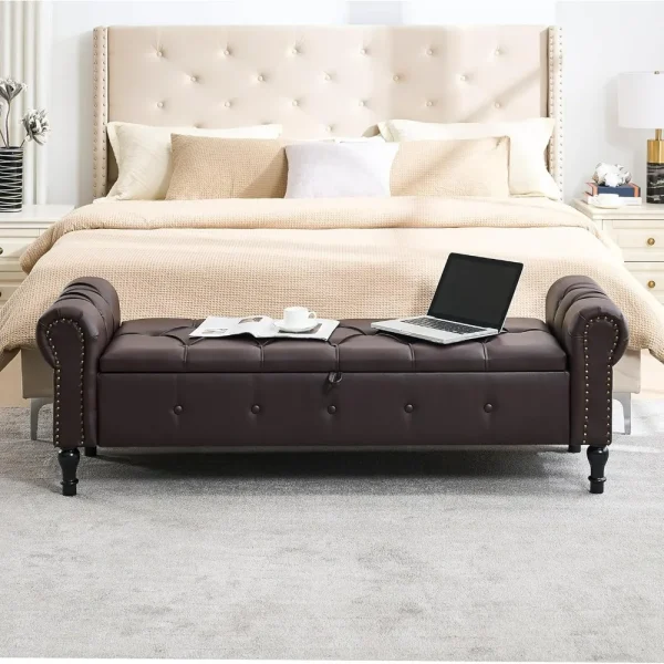 67" End of Bed Faux Leather Bench