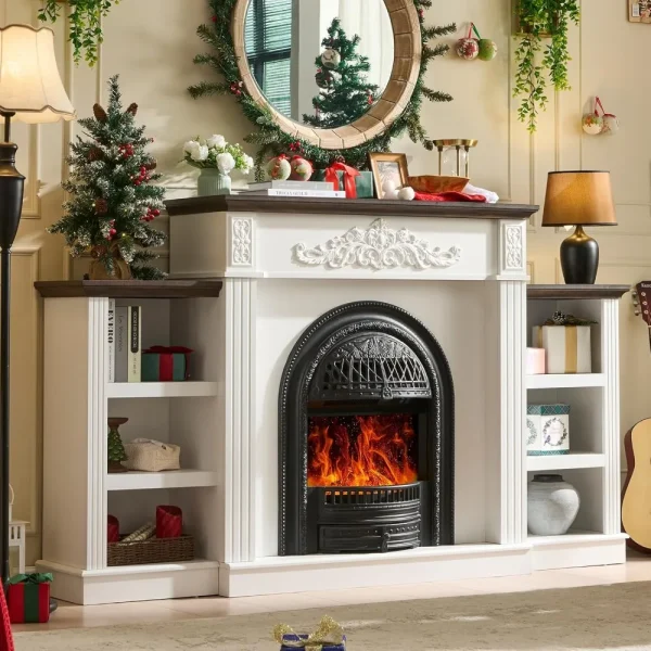 Electric Fireplace with Mantel