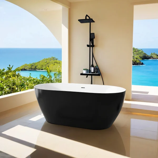 59" Acrylic Free Standing Classic Oval Shape Soaking Tub