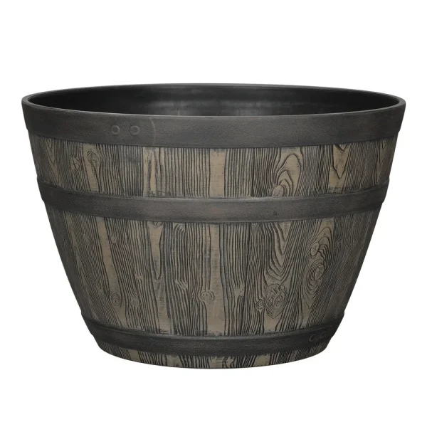 Rustic Plastic Whiskey Barrel Planter