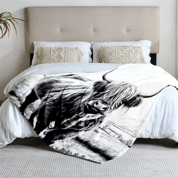 Highland cow flannel blanket