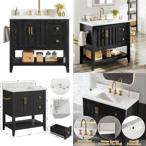 30" farmhouse style bathroom vanity with sink