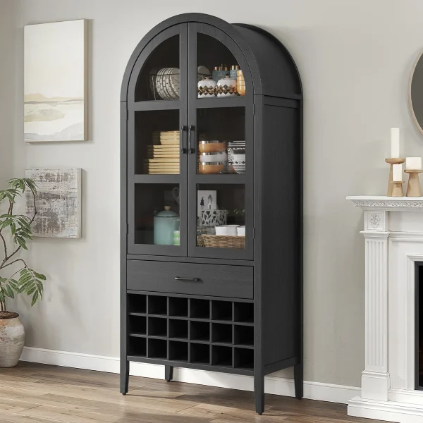 71" Tall Arched Wine Bar Cabinet