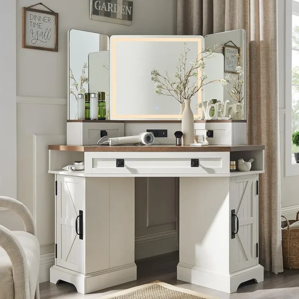 48" Corner Farmhouse Makeup Vanity