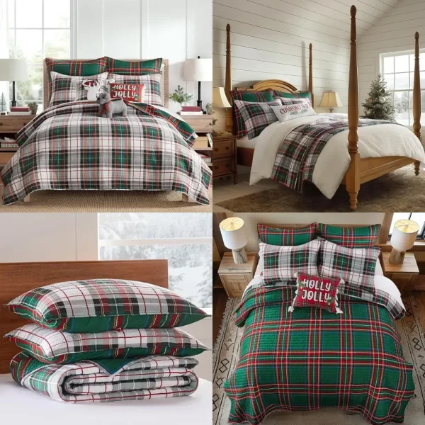 Christmas Tartan Plaid Quilt Full/Queen Holiday Bedding