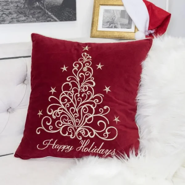 Red Velvet Holiday Throw Pillow – 20x20"
